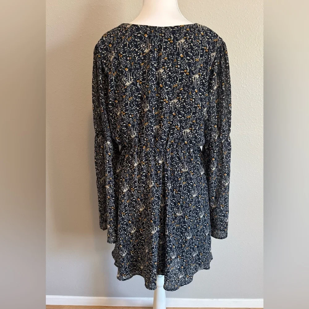 LUCCA Boho Floral Bell Sleeve Mini Dress - Size Large - Picture 2 of 11